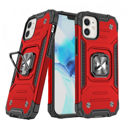 Подсилен гръб WOZINSKY Ring Armor със стойка - iPhone 14 червен