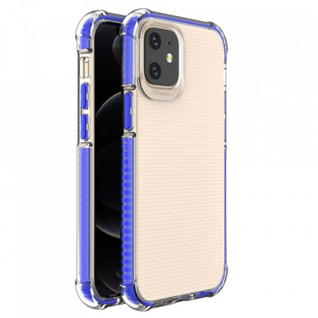 Прозрачен силиконов гръб с цветен кант Spring Armor - iPhone 12 mini син - Img 1