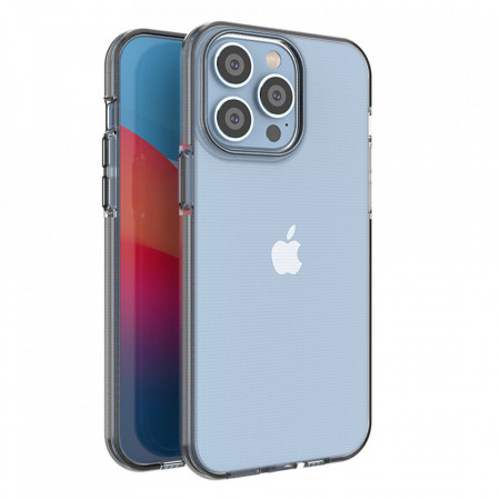 Прозрачен силиконов гръб с цветен кант Spring - iPhone 14 Pro Max черен