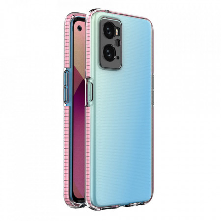 Прозрачен силиконов гръб с цветен кант Spring - Realme 9i / OPPO A36 / A76 / A96 светлорозов