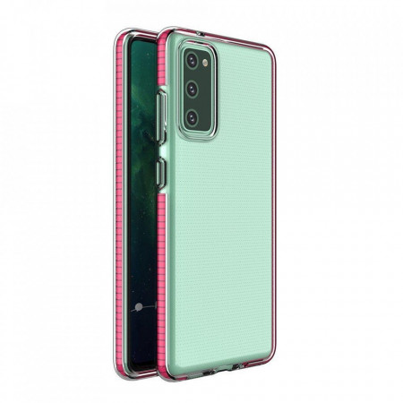 Прозрачен силиконов гръб с цветен кант Spring - Samsung Galaxy A72 тъмнорозов