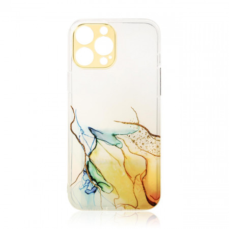 Силиконов гръб Marble - iPhone 12 Pro оранжев