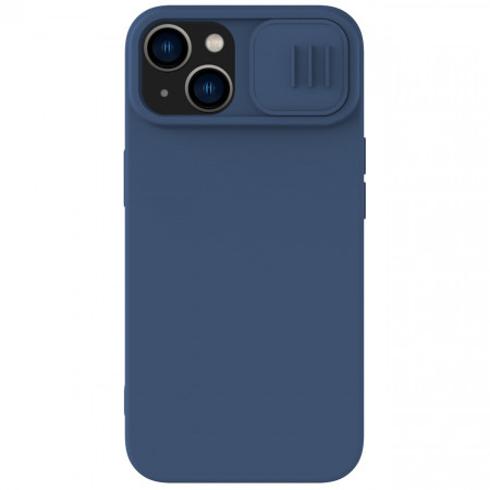 Силиконов калъф с подвижно покритие за камерата NILLKIN CamShield Silky Silicone - iPhone 15 Plus тъмносин
