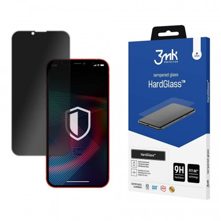Стъклен протектор с пълно покритие и филтър за поверителност 3mk Hard Glass Max Privacy - iPhone 13 Pro Max / 14 Plus с черна рамка