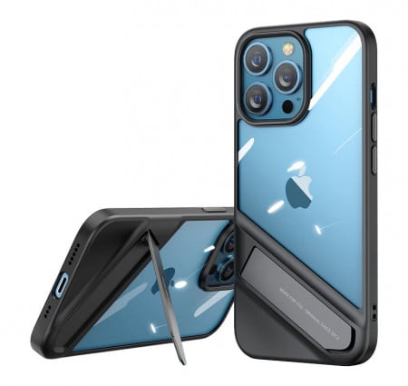 Твърд гръб с гел рамка и стойка UGREEN Fusion - iPhone 13 Pro черен