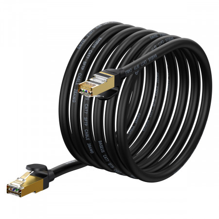 Бърз интернет кабел BASEUS cat.7 RJ45 10Gb/s 5m черен (WKJS010501)