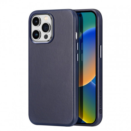 Гръб от естествена кожа DUX DUCIS Naples MagSafe - iPhone 14 Pro син