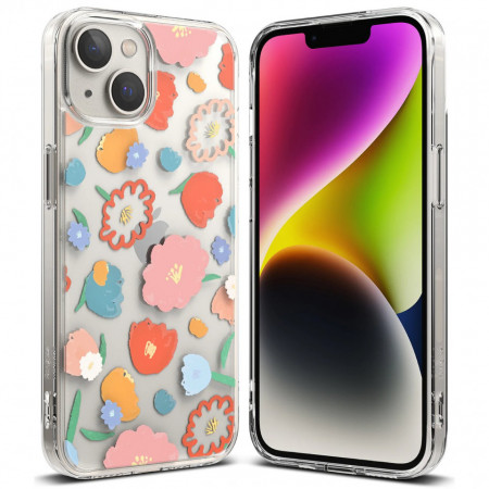 Гръб с гел рамка RINGKE Fusion Armor - iPhone 14 Plus (флорал) прозрачен