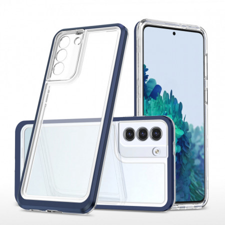 Гръб Clear 3в1 с гел рамка - Samsung Galaxy S21+ 5G син