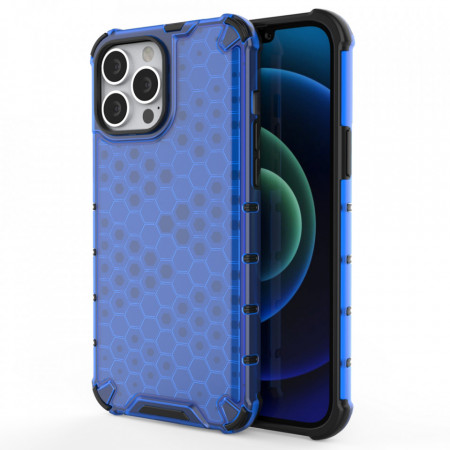 Гръб Honeycomb Armor със силиконов бъмпер - iPhone 13 Pro Max син