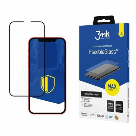 Гъвкав протектор с пълно покритие 3mk Flexible Glass Max - iPhone 13 mini с черна рамка - Img 1