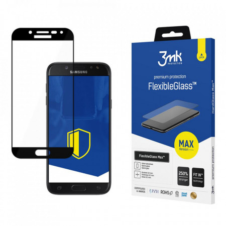 Гъвкав протектор с пълно покритие 3mk Flexible Glass Max - Samsung Galaxy J5 (2017) с черна рамка