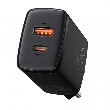 Зарядно за стена BASEUS 20W 3A USB Type A / USB Type C PD QC3.0 (CCXJ-B01) черно