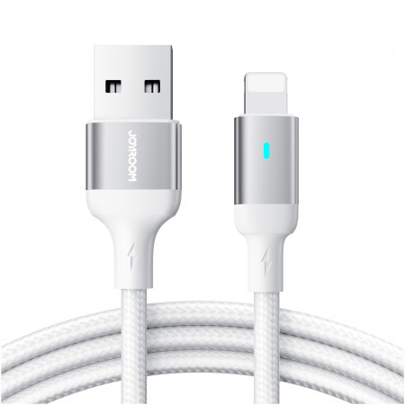 Кабел за зареждане и данни с оплетка JOYROOM A10 USB Type A към Lightning 2.4A 1.2m бял (S-UL012A10)