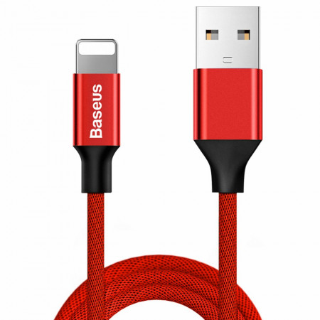 Кабел за зареждане и данни с текстилна оплетка BASEUS Yiven USB Type A към Lightning 1.8m червен (CALYW-A09)