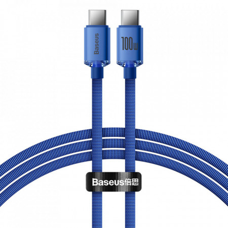 Кабел за зареждане и данни BASEUS Crystal Shine USB Type C към USB Type C с бързо зареждане 100W 1.2m (CAJY000603) син
