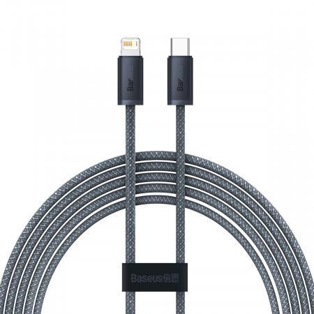 Кабел за зареждане и данни BASEUS USB Type C към Lightning 2m Power Delivery 20W сив (CALD000116)