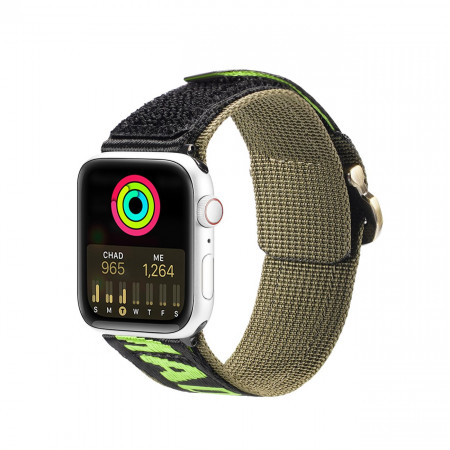 Каишка Dux Ducis Outdoor - Apple Watch Ultra 49mm / Ultra 2 49mm / 45mm Series 9 / 45mm Series 8 / 45mm Series 7 / 44mm SЕ (2nd gen) / 44mm SE / 44mm Series 6 / 44mm Series 5 / 44mm Series 4 / 42mm Series 3 / 42mm Series 2 черен / зелен - Img 1