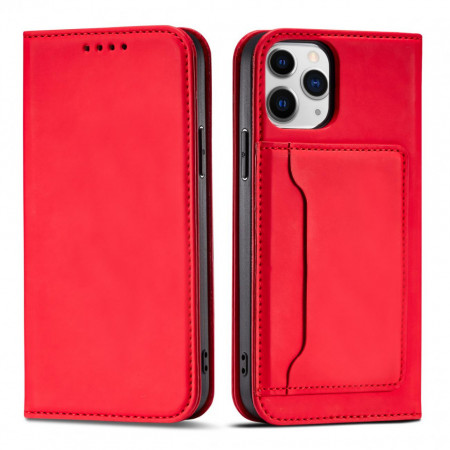 Калъф тип книга с външен джоб Magnet Card - iPhone 12 Pro Max червен