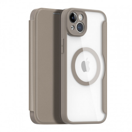 Калъф тип книга с прозрачен гръб DUX DUCIS Skin X Pro MagSafe - iPhone 14 Plus бежов
