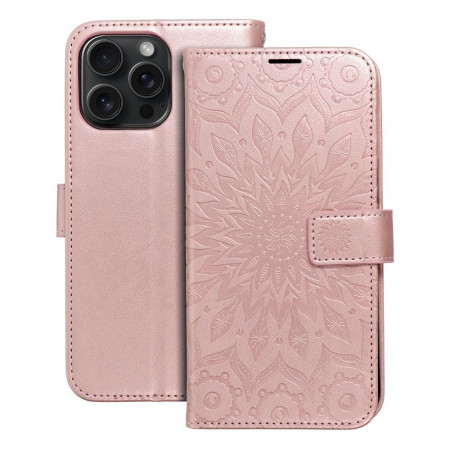 Калъф тип книга FORCELL Mezzo - iPhone 15 Pro Max (мандала) розово злато