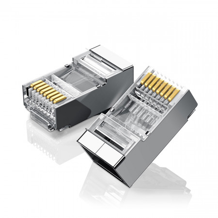 Комплект от 10 бр. RJ45 накрайник UGREEN 8P8C (UTP Cat. 6 / Cat. 5 / Cat. 5e) (NW111) сребрист