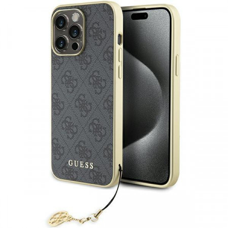 Оригинален гръб GUESS 4G Charms - iPhone 15 Pro Max сив