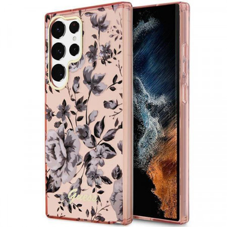 Оригинален гръб GUESS Flower GUHCS23LHCFWSP - Samsung Galaxy S23 Ultra розов