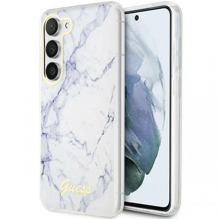 Оригинален гръб GUESS Marble GUHCS23MPCUMAH - Samsung Galaxy S23+ бял