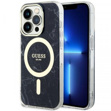 Оригинален гръб GUESS Marble MagSafe GUHMP14LPCUMAK - iPhone 14 Pro черен