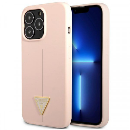 Оригинален гръб GUESS Silicone Triangle Logo GUHCP13LSLTGP - iPhone 13 Pro розов