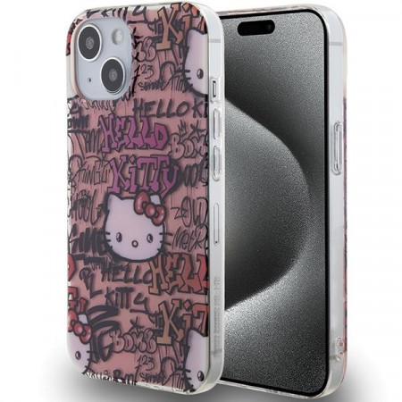 Оригинален гръб Hello Kitty IML Tags Graffiti - iPhone 15 розов