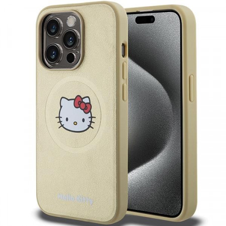 Оригинален гръб Hello Kitty Leather Kitty Head MagSafe - iPhone 13 Pro Max златист