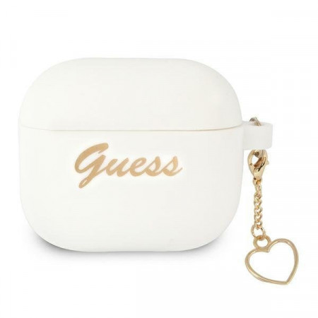 Оригинален калъф за слушалки GUESS Silicone Charm GUA3LSCHSH - AirPods 3 бял - Img 1