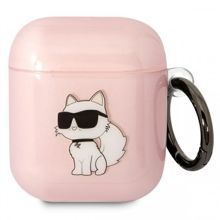 Оригинален калъф за слушалки Karl LAGERFELD Ikonik Choupette KLA2HNCHTCP - AirPods 1 / 2 розов