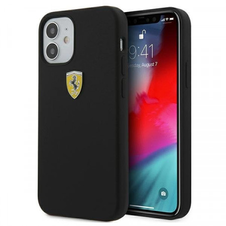 Оригинален твърд гръб FERRARI Track Silicone FESSIHCP12SBK - iPhone 12 mini черен