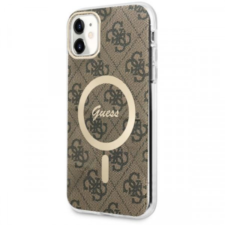 Оригинален твърд гръб GUESS 4G GUHMN61H4STW - iPhone 11 кафяв