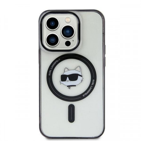 Оригинален твърд гръб KARL LAGERFELD IML Choupette`s Head MagSafed KLHMP15MHCHNOTK - iPhone 15 Plus прозрачен