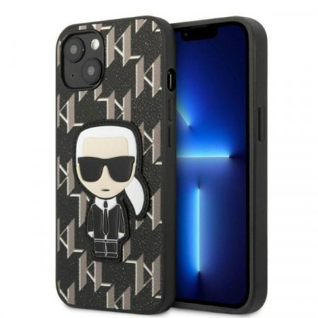 Оригинален твърд гръб KARL LAGERFELD Monogram Ikonik Patch KLHCP13SPMNIKBK - iPhone 13 mini черен