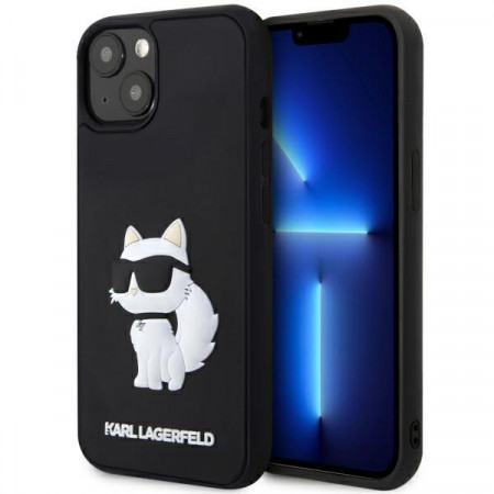 Оригинален твърд гръб KARL LAGERFELD Rubber Choupette 3D KLHCP14M3DRKHNK - iPhone 14 Plus черен