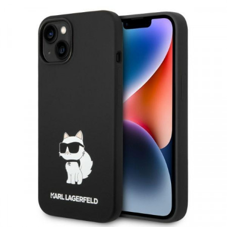 Оригинален твърд гръб KARL LAGERFELD Silicone Choupette KLHMP14MSNCHBCK MagSafe - iPhone 14 Plus черен