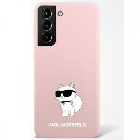 Оригинален твърд гръб KARL LAGERFELD Silicone Choupette KLHCS23SSNCHBCP - Samsung Galaxy S23 розов