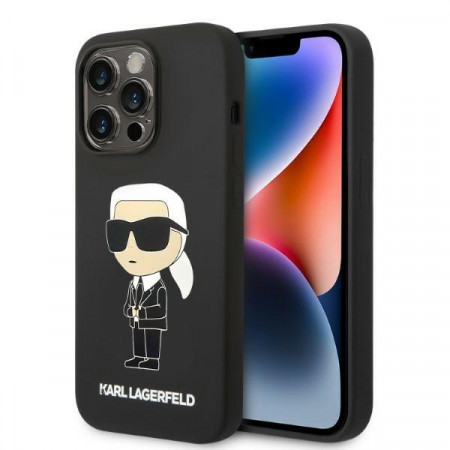 Оригинален твърд гръб KARL LAGERFELD Silicone Ikonik MagSafe KLHMP14XSNIKBCK - iPhone 14 Pro Max черен