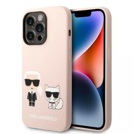 Оригинален твърд гръб KARL LAGERFELD Silicone Karl & Choupette KLHMP14XSSKCI - iPhone 14 Pro Max розов