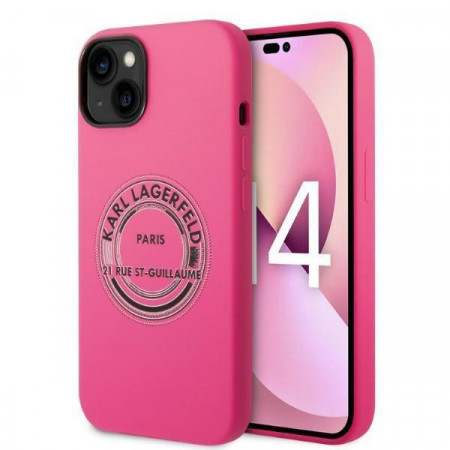 Оригинален твърд гръб KARL LAGERFELD Silicone RSG KLHCP14MSRSGRCF - iPhone 14 Plus розов