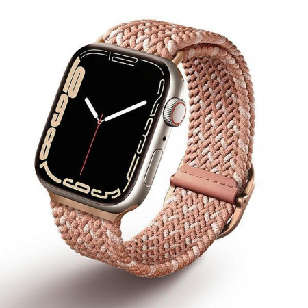 Плетена каишка UNIQ Aspen - Apple Watch 41mm Series 9 / 41mm Series 8 / 41mm Series 7 / 40mm Series 6 / 40mm SE / 40mm Series 5 / 40mm Series 4 / 38mm Series 3 / 38mm Series 2 / 38mm (1st gen) Braided DE розов цитрус