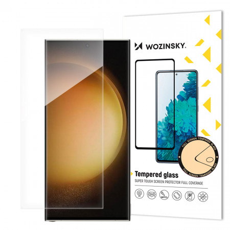 Плосък закален стъклен протектор 9H WOZINSKY - Samsung Galaxy S24 Ultra с черна рамка