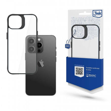 Прозрачен гръб с черна рамка 3mk Satin Armor+ - iPhone 15 Pro