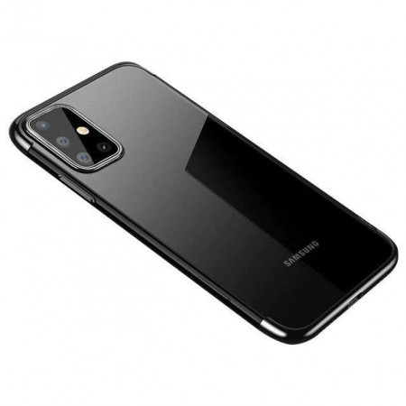 Прозрачен силиконов гръб с цветен кант Clear Color - Samsung Galaxy A72 черен