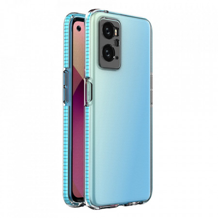 Прозрачен силиконов гръб с цветен кант Spring - Realme 9i / OPPO A36 / A76 / A96 светлосин